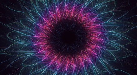 Obraz premium Abstract Fractal Neon Lines Pink and Blue