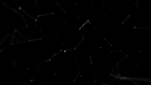Abstract Digital Network Constellation in Dark Minimalistic Space
