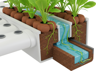 Hydroponic System Detailed 3D Render of Nutrient Film Technique Growing Leafy Greens