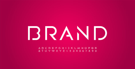 Font stencil alphabet, thin cut out letters from A to Z and numbers from 0 to 9, vector illustration 10EPS.