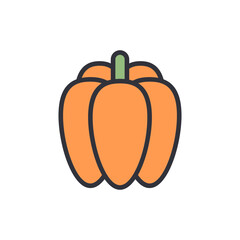 Stylized Orange Bell Pepper Illustration On Transparent Background