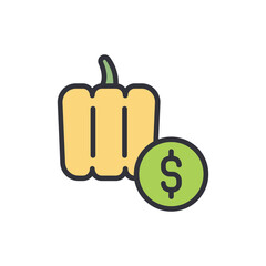 Isolated Icon Illustrating The Financial Cost Associated With Purchasing Pepper