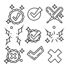 Voting and Validation Icons with Check and Cross Marks