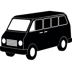 Modern Taxi Van Silhouette – Solid Shape Design for Mobile Apps