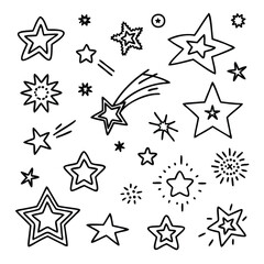 Assorted Star Doodles with Trails and Spark Effects