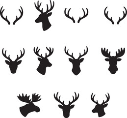 Deer Antlers Vector Silhouettes Collection