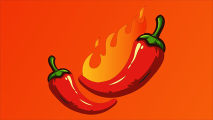 Red hot chili peppers, a spicy red food, are isolated fresh peppers