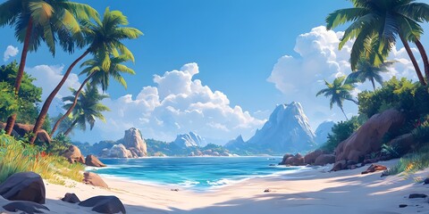 Picturesque tropical paradise beach scene