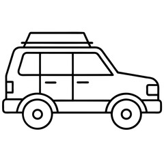 Outline Drawing of an SUV with Roof Tent for Outdoor Travel