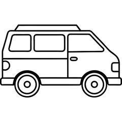Outline Icon of a Taxi Van for Travel, Commuting, and Transport