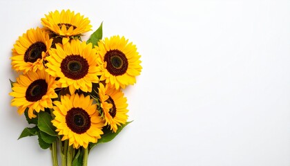 sunflowers on a white background