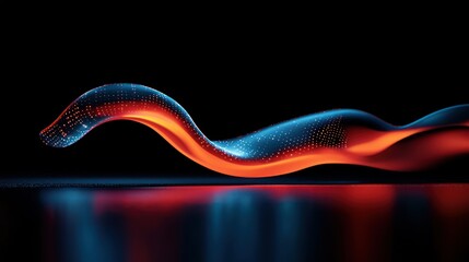 A colorful flowing abstract ribbon shape against a black background
