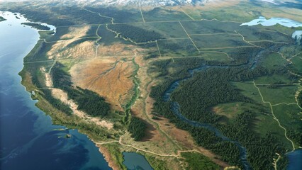 Satellite View Terrain Map of the United States  