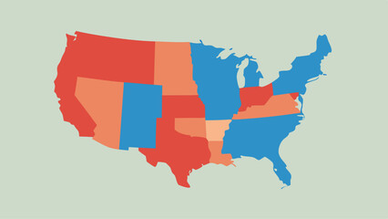 Fototapeta premium Modern Flat Color Map of United States by State 