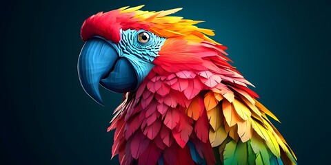 Vibrant parrot portrait, colorful plumage, close up view.