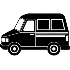 Passenger Taxi Van Silhouette – Solid Vector for Navigation and Map Icon