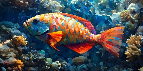 Vibrant coral reef fish in underwater scene