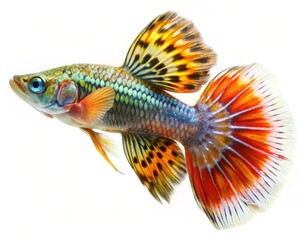Fototapeta premium Guppy fish white background