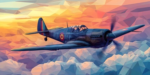 A stylized depiction of a vintage warplane.
