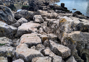 Rocks off the coast of the Portuguese city of Cascais (Atlantic Ocean)