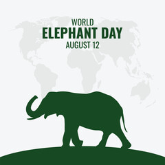  World Elephant Day on 12 August. Vector illustration.
