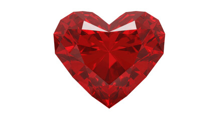 Faceted Red Ruby Heart Gemstone Isolated on a Transparent PNG Background , ruby, red, heart, gemstone, jewel, jewelry, faceted, crystal, precious, stone, love