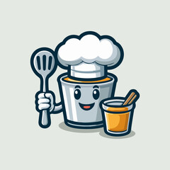 Mascot Kitchen culinary logo mascot design for food industry cartoon restaurant branding cute chef vector emblem template kitchenware cooking character modern illustration funny advertising art