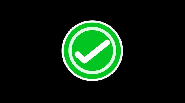 Tick Mark Check Mark Animation Flat And Modern Style Alpha On Transparent Background. 4K Resolution