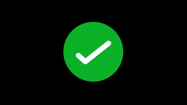 Tick Mark Check Mark Animation Flat And Modern Style Alpha On Transparent Background. 4K Resolution