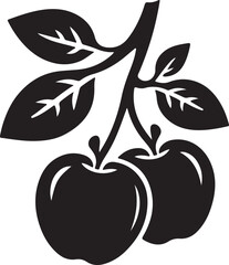 Apple Black Silhouette Vector, Fresh Fruit Clipart & Minimalist Food Design
