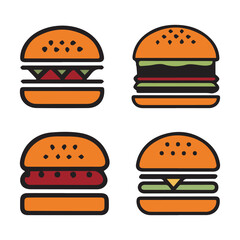 set of burger and fries vector illustration