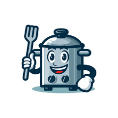 Mascot Kitchen logo emblem vector template for food industry mascot cute chef illustration restaurant culinary kitchenware design professional funny character cooking cartoon gourmet branding art