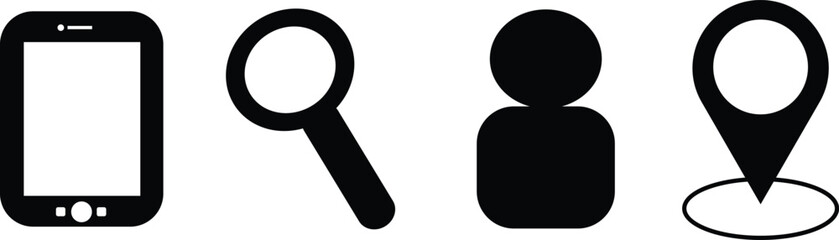 set of black and white medical instruments isolated