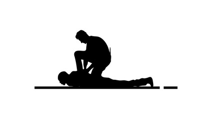 Obraz premium police arrest of criminal, black isolated silhouette