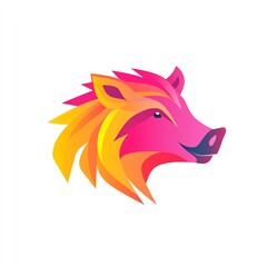 Vibrant Wild Boar Head Profile Abstract Art Design Gradient Colors