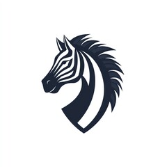 Striped Majesty A stylized zebra head logo design, elegant and strong, on a white background.