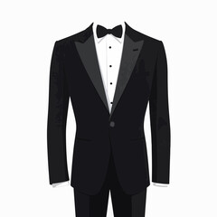 Elegant groom's tuxedo illustration against white background, fashion design