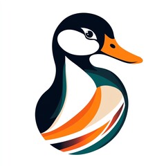 Obraz premium Elegant Abstract Mallard Duck Logo Design, Simple and Cute Waterfowl Illustration