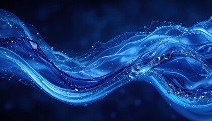 Deep Blue Liquid Flowing in Abstract Waves