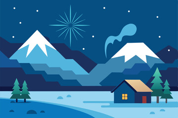 winter landscape with houses