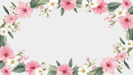 Floral Embrace: A delicate composition of vibrant blossoms, elegantly arranged to frame a serene and adaptable space, offering an invitation to creativity and personal expression.