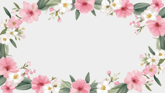 Floral Embrace: A delicate composition of vibrant blossoms, elegantly arranged to frame a serene and adaptable space, offering an invitation to creativity and personal expression.