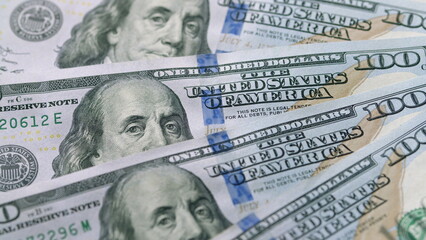 Detailed CloseUp View of U.S. One Hundred Dollar Bills for Financial Understanding