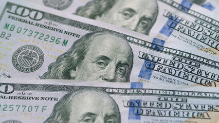 High Quality CloseUp of 100 Dollar Bills in Currency Stack