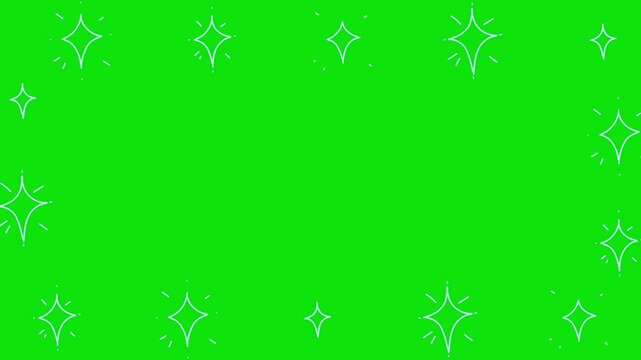 Starts twinking arts design icons animation revolving on green screen.