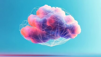 Abstract cloud computing visualization displaying a network connected conceptual design - Powered by Adobe