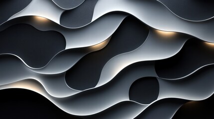 Obraz premium Abstract Grey and Black Wave Background with Metallic Texture