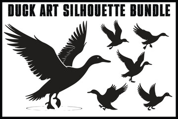 Naklejka premium Flying Duck Silhouette Clipart Set 