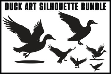 Obraz premium Flying Duck Silhouette Clipart Set 