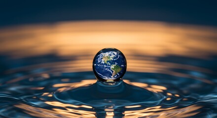 Our Precious Planet: A Water Drop Reflecting Earth's Beauty and Fragility